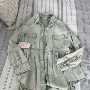 Women's Green Denim Jacket